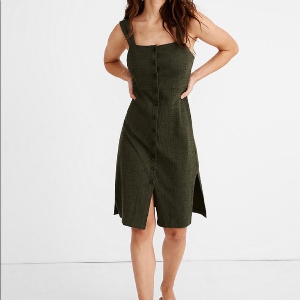 Madewell Texture & Thread Button Front Tank Dress